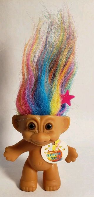 Vintage Russ Rainbow Troll Doll Rainbow Hair 1980s 3 Inch