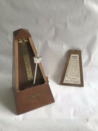 Vintage Seth Thomas Metronome De Maelzel Wood Case Wind Up Great.