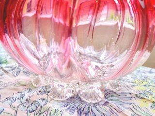 ANTIQUE BOHEMIAN ART GLASS RUBINA SQUAT ROSE BOWL PETAL FEET - 3 DAYS 4