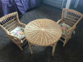 American Girl Doll Samantha’s Wicker Table And Chairs Set