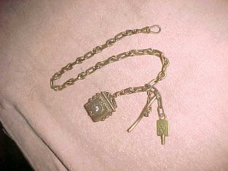 Photo Locket Watch Chain & Key - Antique - 39 Grams -