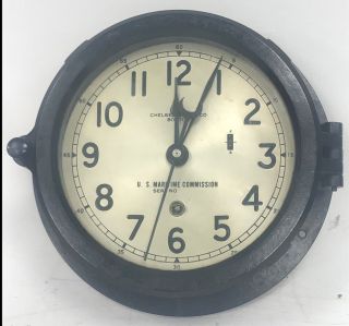 Chelsea Clock Co Boston U.  S.  Maritime Commission Clock In Order With Key