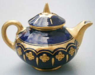 Antique Coalport Cobalt Blue & Gilded Miniature Teapot 3
