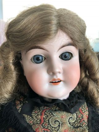 Antique German Bisque Head Karl Hartmann Doll Glass Eyes 24” Tall