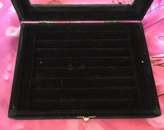 Vintage Antique Black Velvet Ring Jewellery Box Gothic Gift Renaissance Art Deco 3