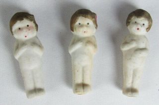 Vintage Bisque Japan Set Of Three 2 " Frozen Charlotte Doll Figurines