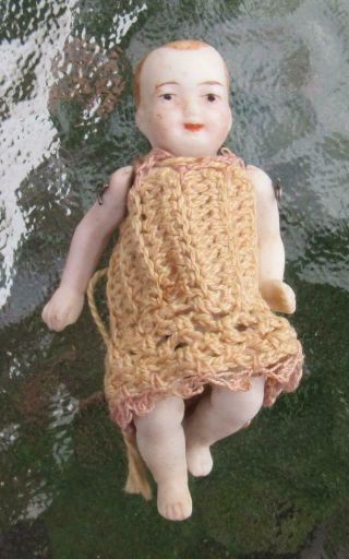 Antique Miniature Dollhouse All Bisque Baby Doll 3 " German