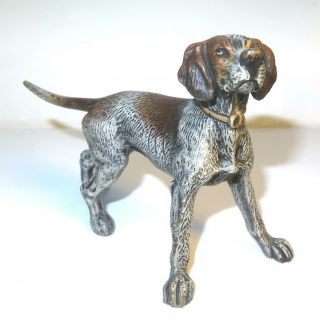 Vintage Exc Authentic Franz Bergmann Bergman Cold Painted Bronze Pointer Dog
