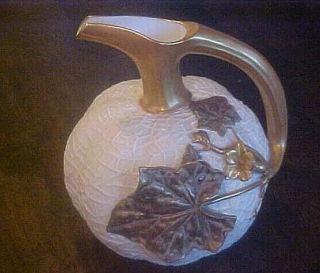 7 " Antique Royal Worcester Porcelain Gilt Cabinet Vase Pitcher Spectacula Melon