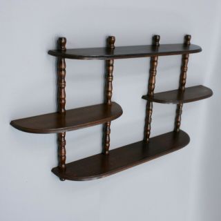 Vintage Wood Wall Knick Knack Display Curio Shelf 3 - Tier 4 - Shelf Spindle 28 "