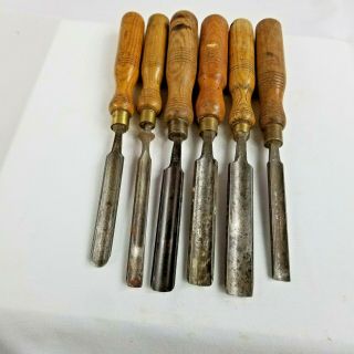 Set Of 6 Woodcarving,  Antique Carving Tools Sheffield Gouges I.  Sorby,  From Uk.