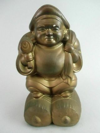Japanese Buddhist Statue 7 Gods Of Good Fortune Daikokuten Vtg Pottery Bd289