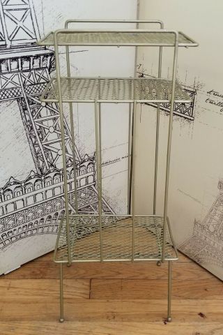 Mid Century Metal Wire Mesh Vintage Telephone Stand Or Plant Stand