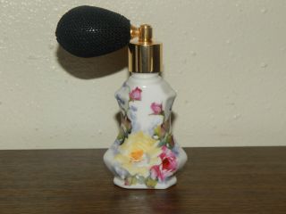 Porcelain Perfume Bottle Atomizer,  Floral Design.  Great