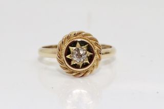 A Antique Victorian 15ct Yellow Gold 0.  10ct Diamond Solitaire Ring 13967