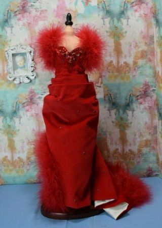 Vintage Madame Alexander 20 21 Cissy Sz Doll Dress Red Velvet Marabou Victorian