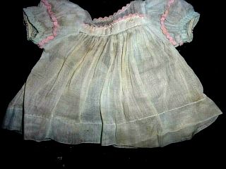 Adorable Vintage Organza Doll Dress Patsy (or Shirley) Pale Green Pink Trim 6.  5 "
