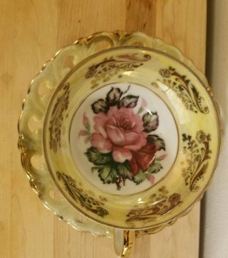 Vintage Yellow Three Footed Tea Cup & Saucer Royal Sealy China