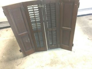 Antique Wood Indoor Plantation Shutters With Louvers And Hardware