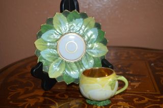 Antique 1848 - 1945 Rare Rose Shape Cup & Saucer Impressed Carl Knoll Carlsbad 89.