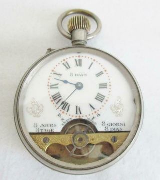 Antique 8 Day Open Faced Pocket Watch Visible Balance Hebdomas?