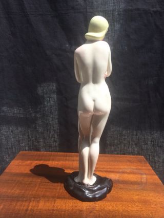 Ronzan Italy 1930s Art Deco Nude Woman Porcelain Statue 3