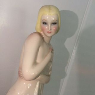 Ronzan Italy 1930s Art Deco Nude Woman Porcelain Statue 6