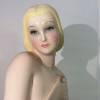 Ronzan Italy 1930s Art Deco Nude Woman Porcelain Statue 7