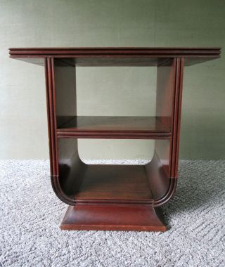 Antique Bookcase Cherry Wood 3 Shelves,  Empire Side Table,  Curved Pedestal Base 2