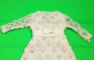 Barbie Doll Sized White Lace Wedding Gown Vintage 1960 ' s 3