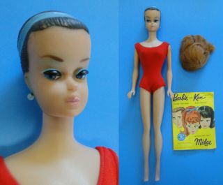 Vintage Fashion Queen Barbie Doll Japan W/ Hairband,  Pink Lips,  Wig