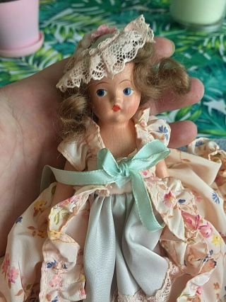 Effanbee 5.  5  Durable Doll Heart Gold Tag Jointed Composition Doll W Dress Vtg