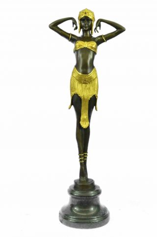 Illusion Of Virtue Gilt Bronze Sculpture By Demétre Chiparus 19 " X 7 "