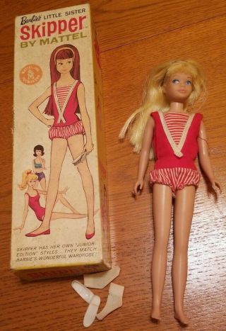 Vintage Barbie Blonde Skipper Straight Leg 1963 Shiney Hair