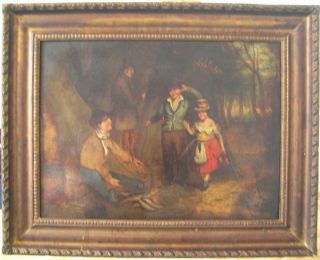 , Large Antique Georgian Naive Oil Painting,  Circa 1820 " The Fish Seller "