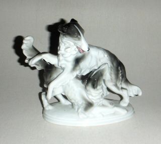 Sitzendorf Porcelain Borzoi Dog Pair Figurine