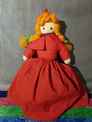 Vintage Little Red Riding Hood 3 Dolls In 1topsy Turvy Cloth Grandma Wolf P7