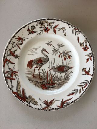 Indus Ridgways Brown Red Birds Flowers 1870’s China Antique Vintage Dinner 5