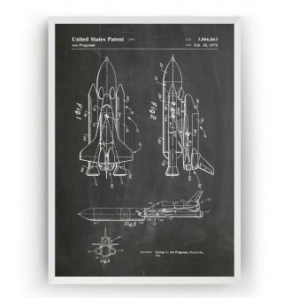 Nasa Space Shuttle Patent Print - Vintage Poster Wall Art Decor Gift - Unframed