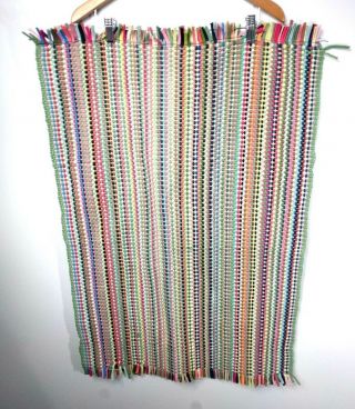Vintage Handmade Small Braided Rag Rug Multi Color Rectangle 36  X 24