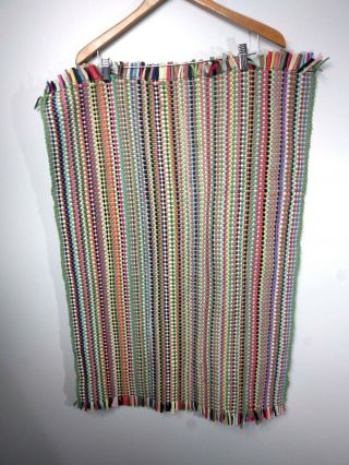 Vintage Handmade Small Braided Rag Rug Multi Color Rectangle 36  x 24 5