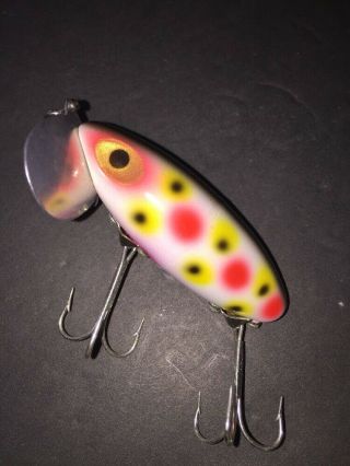 Vintage Fred Arbogast Jitterbug In Strawberry Spot Fishing Lure Awesome