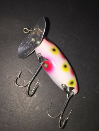 Vintage Fred Arbogast JITTERBUG In Strawberry Spot Fishing Lure Awesome 2