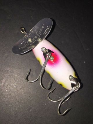 Vintage Fred Arbogast JITTERBUG In Strawberry Spot Fishing Lure Awesome 3