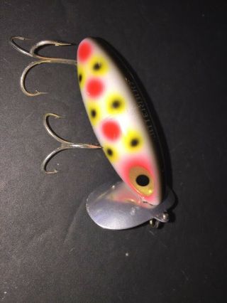 Vintage Fred Arbogast JITTERBUG In Strawberry Spot Fishing Lure Awesome 5