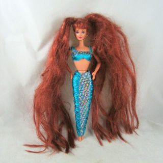 Jewel Hair Mermaid Midge Barbie Doll Vintage 1995 Extra Long Red Hair