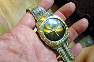 Mens 36mm Seiko 5 21j Automatic 7019 - 7370 Brown Gold Ss Adj Wrist Vintage Watch