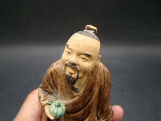 Chinese 1920 ' s hand made Shiwan glazed small figure (CHINA mark) v1041 2