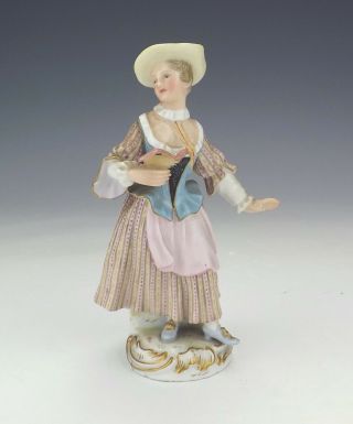 Antique Meissen Dresden Porcelain - Young Lady Singer Figurine - Early