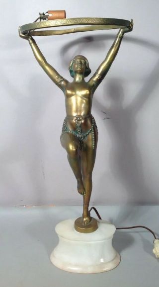 Dramatic Art Deco Nude Lady Lamp Base Finish Frankart Era